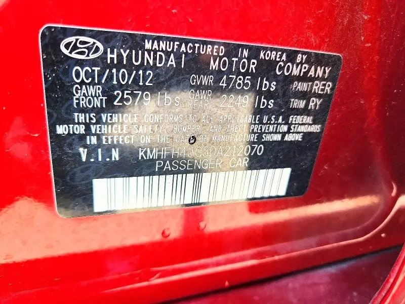 2013 HYUNDAI AZERA BASE  