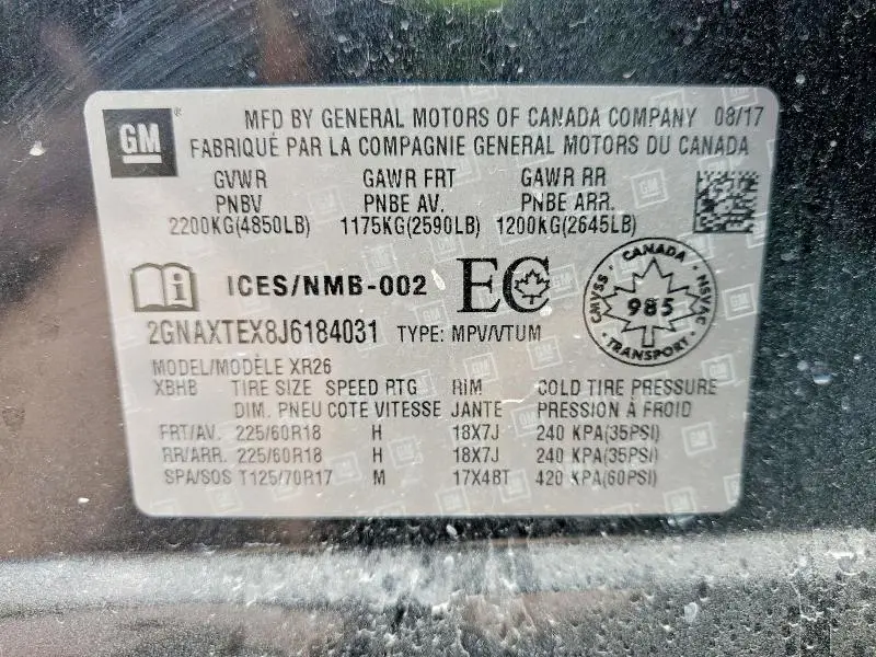 2018 CHEVROLET EQUINOX LT  