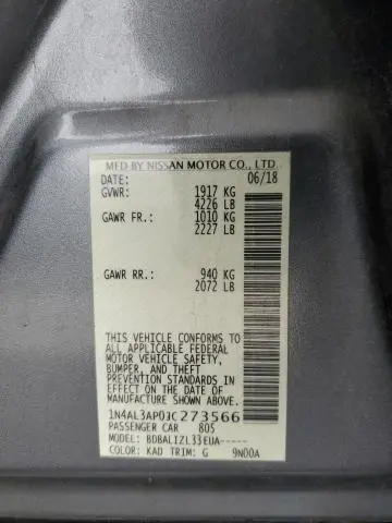 2018 NISSAN ALTIMA 2.5  