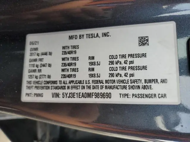 2021 TESLA MODEL 3   