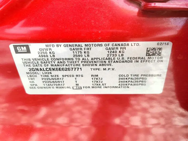2014 CHEVROLET EQUINOX LT  