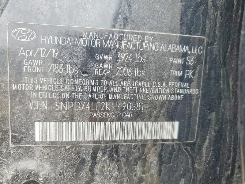 2019 HYUNDAI ELANTRA SE  