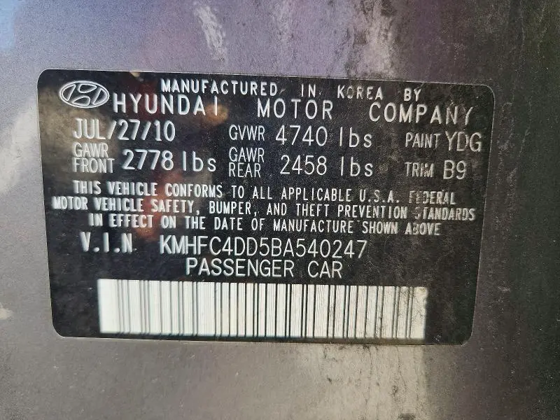 2011 HYUNDAI AZERA GLS  
