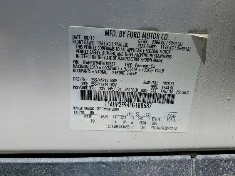 2015 FORD TAURUS LIMITED  