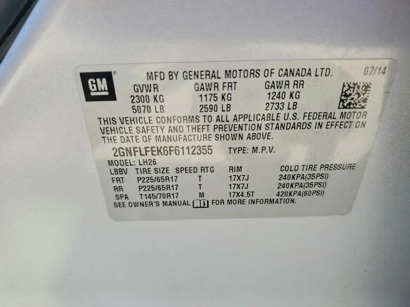 2015 CHEVROLET EQUINOX LT  