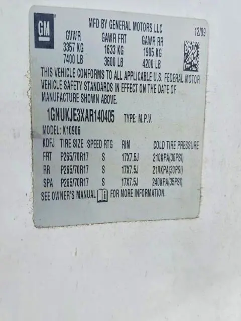 2010 CHEVROLET SUBURBAN K1500 LT  