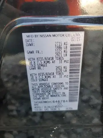 2015 NISSAN PATHFINDER S  