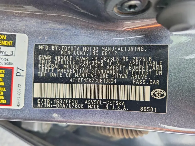 2012 TOYOTA CAMRY SE  