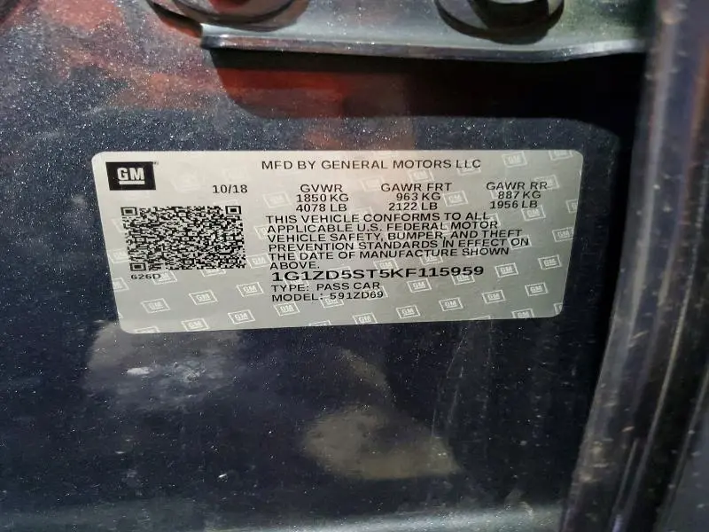 2019 CHEVROLET MALIBU LT  