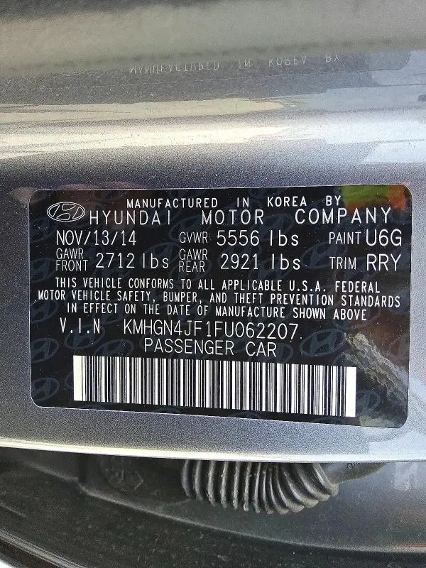 2015 HYUNDAI GENESIS 5.0L  