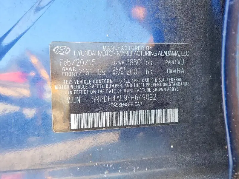 2015 HYUNDAI ELANTRA SE  