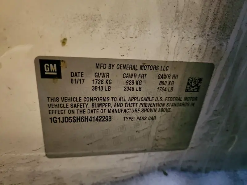 2017 CHEVROLET SONIC LT  