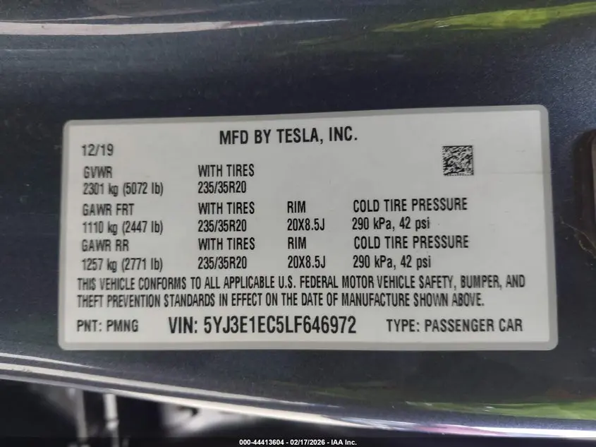 2020 TESLA MODEL 3 PERFORMANCE DUAL MOTOR ALL-WHEEL DRIVE