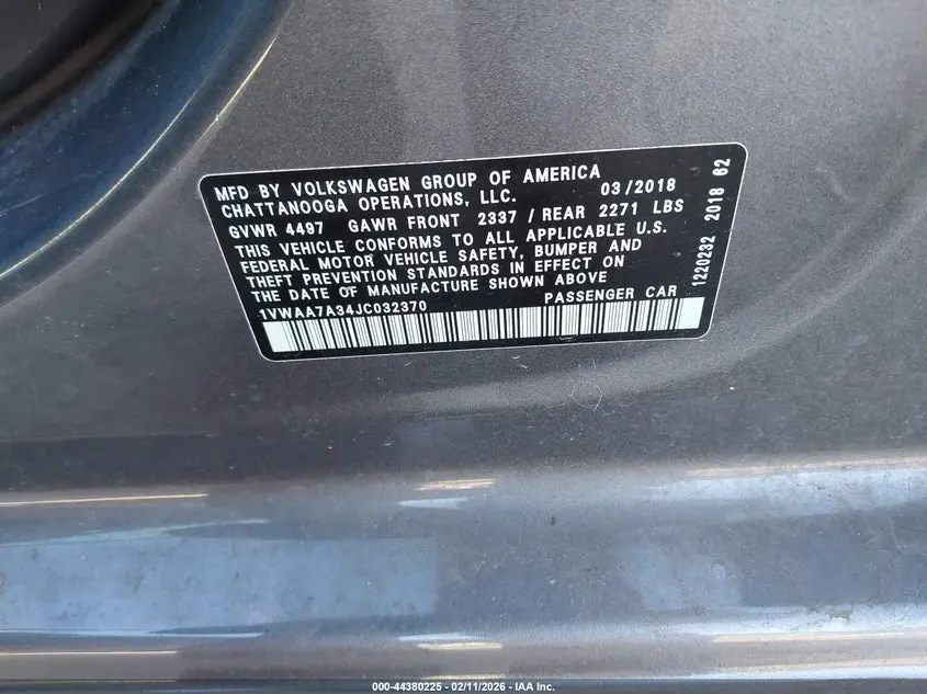 2018 VOLKSWAGEN PASSAT 2.0T R-LINE/2.0T S