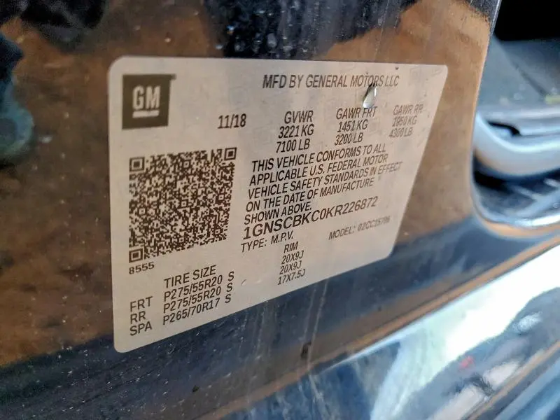 2019 CHEVROLET TAHOE C1500 LT  