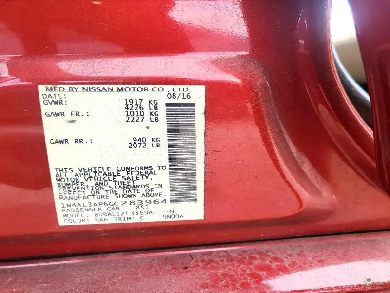 2016 NISSAN ALTIMA 2.5  