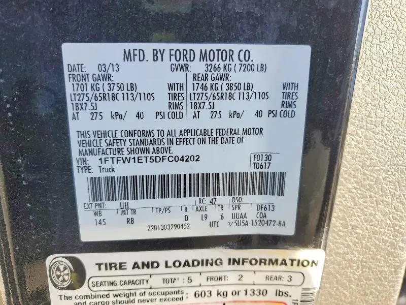 2013 FORD F150 SUPERCREW  