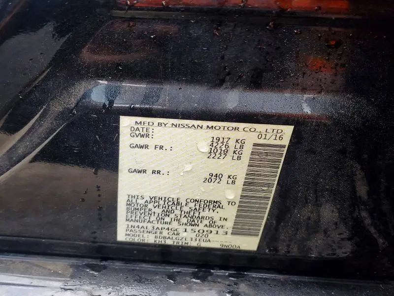 2016 NISSAN ALTIMA 2.5 S  