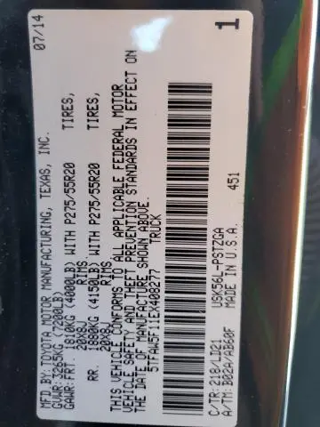 2014 TOYOTA TUNDRA CREWMAX PLATINUM  