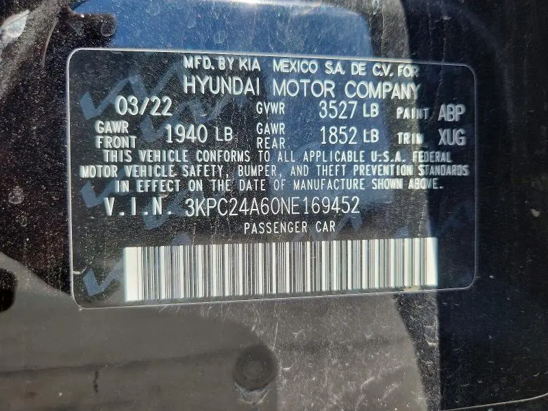 2022 HYUNDAI ACCENT SE  