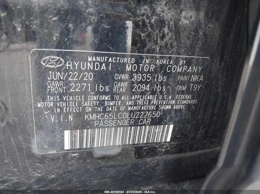 2020 HYUNDAI IONIQ HYBRID BLUE