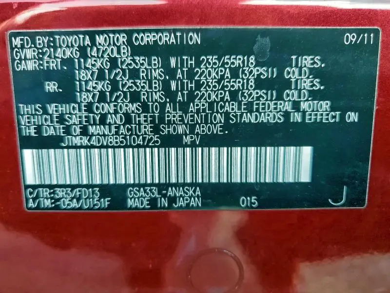 2011 TOYOTA RAV4 SPORT  