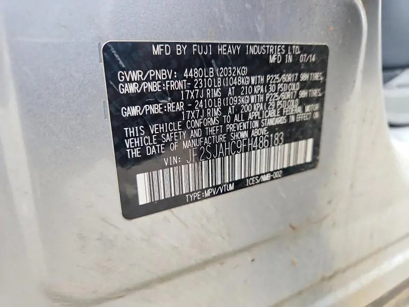 2015 SUBARU FORESTER 2.5I LIMITED  