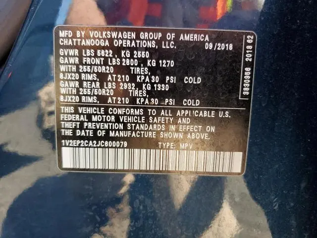 2018 VOLKSWAGEN ATLAS SEL  