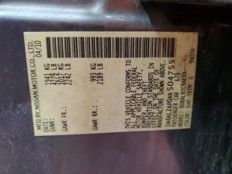 2010 NISSAN ALTIMA 2.5  