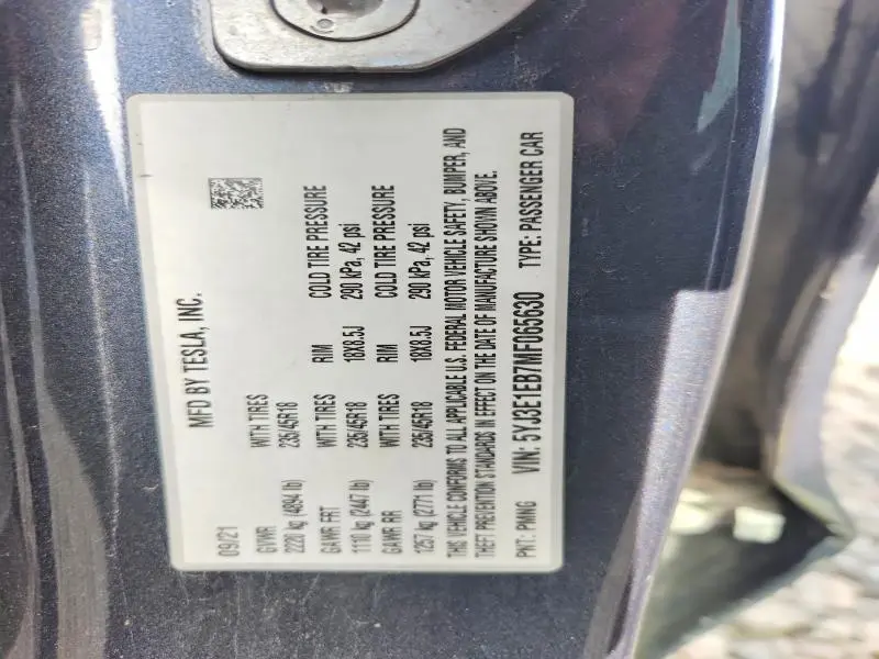 2021 TESLA MODEL 3   
