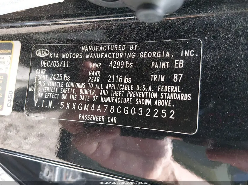 2012 KIA OPTIMA LX