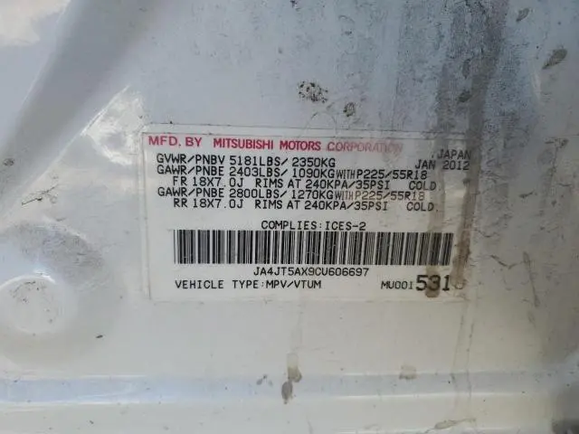 2012 MITSUBISHI OUTLANDER GT