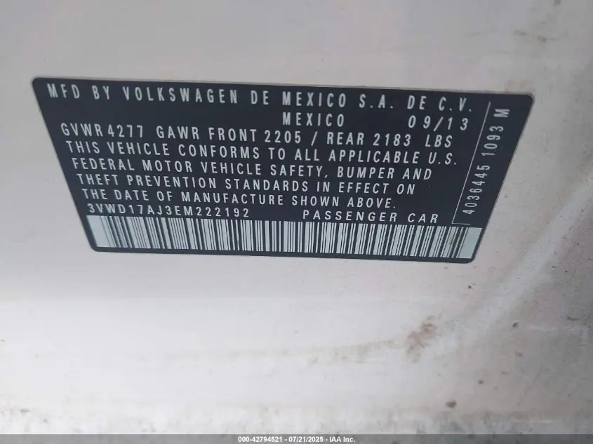2014 VOLKSWAGEN JETTA 1.8T SE
