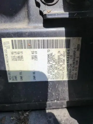 2010 NISSAN ALTIMA 3.5 SR  