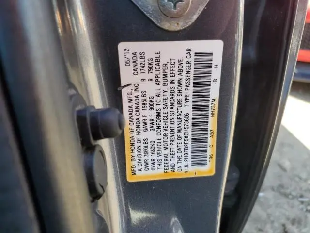 2012 HONDA CIVIC LX  