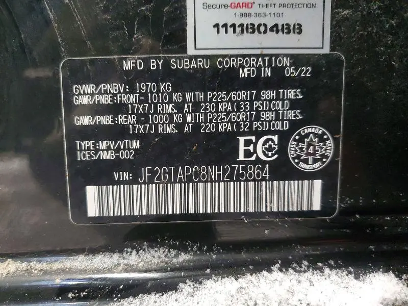 2022 SUBARU CROSSTREK PREMIUM  