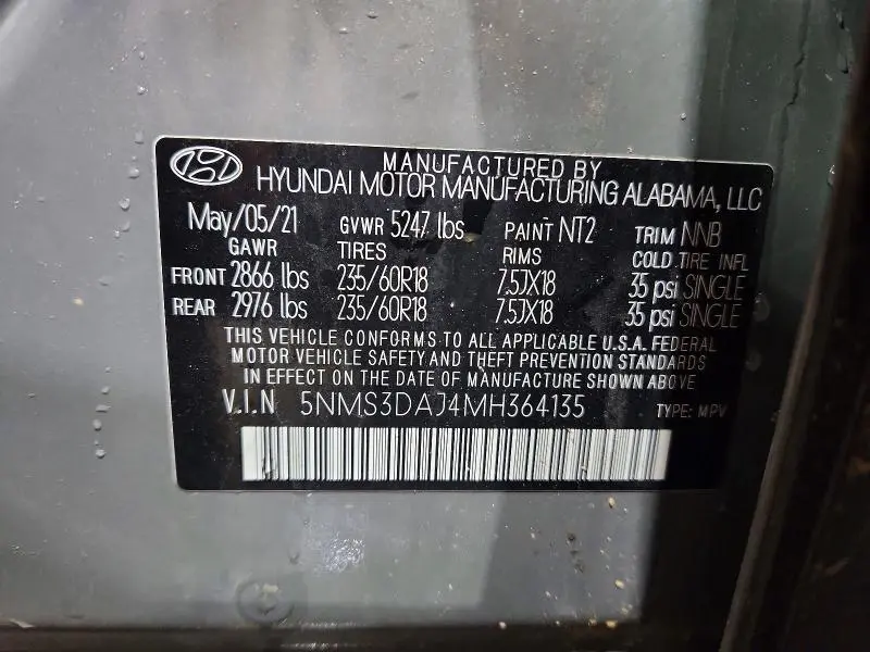 2021 HYUNDAI SANTA FE SEL  