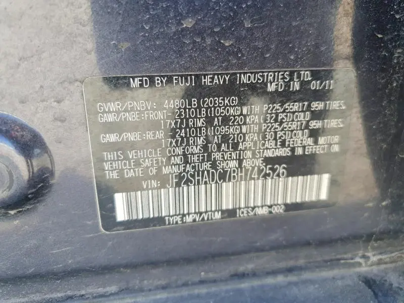 2011 SUBARU FORESTER 2.5X PREMIUM  