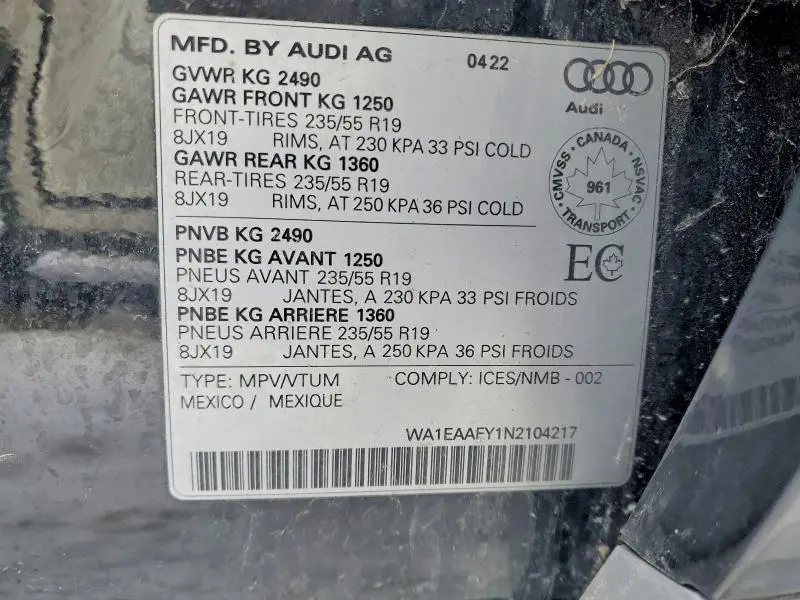 2022 AUDI Q5 PREMIUM PLUS 45  