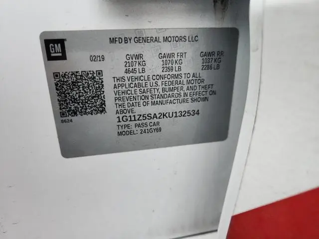 2019 CHEVROLET IMPALA LT  