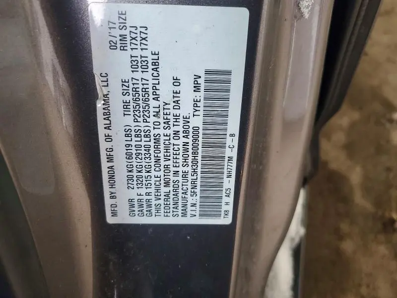 2017 HONDA ODYSSEY   