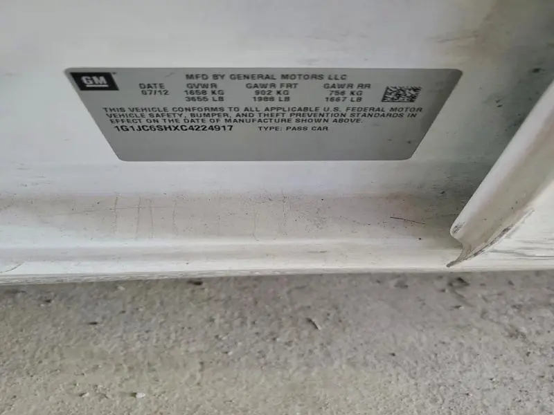 2012 CHEVROLET SONIC LT  