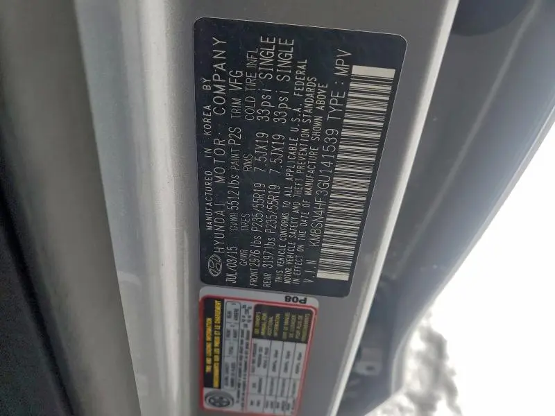 2016 HYUNDAI SANTA FE SE  