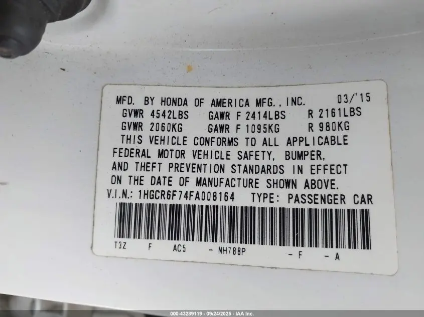 2015 HONDA ACCORD HYBRID TOURING