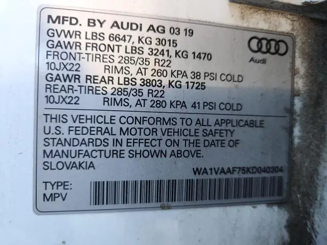 2019 AUDI Q7 PRESTIGE  