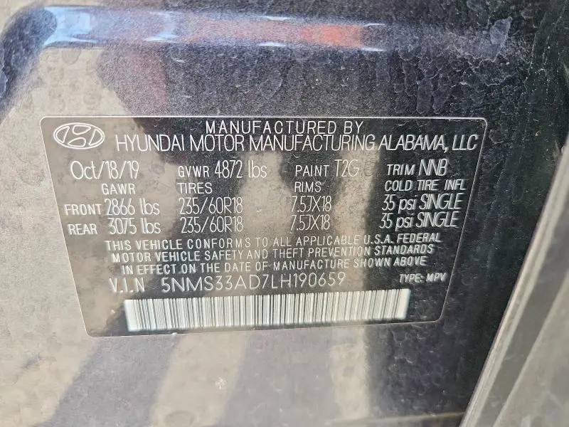2020 HYUNDAI SANTA FE SEL  