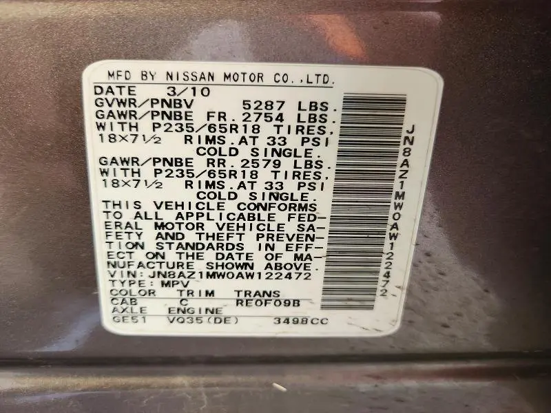 2010 NISSAN MURANO S  