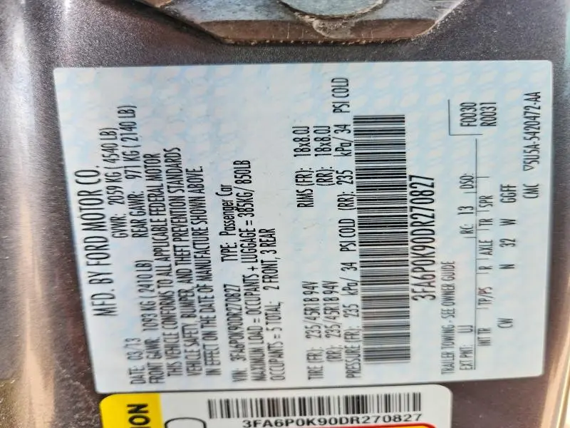 2013 FORD FUSION TITANIUM  