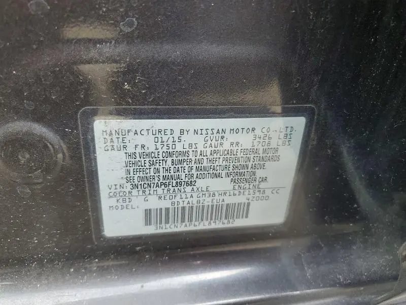 2015 NISSAN VERSA 1.6 SV  