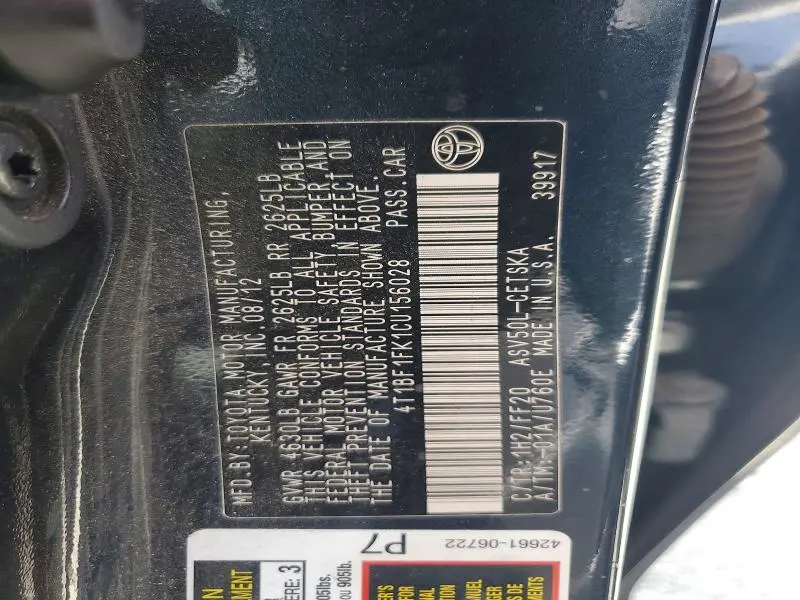 2012 TOYOTA CAMRY SE  